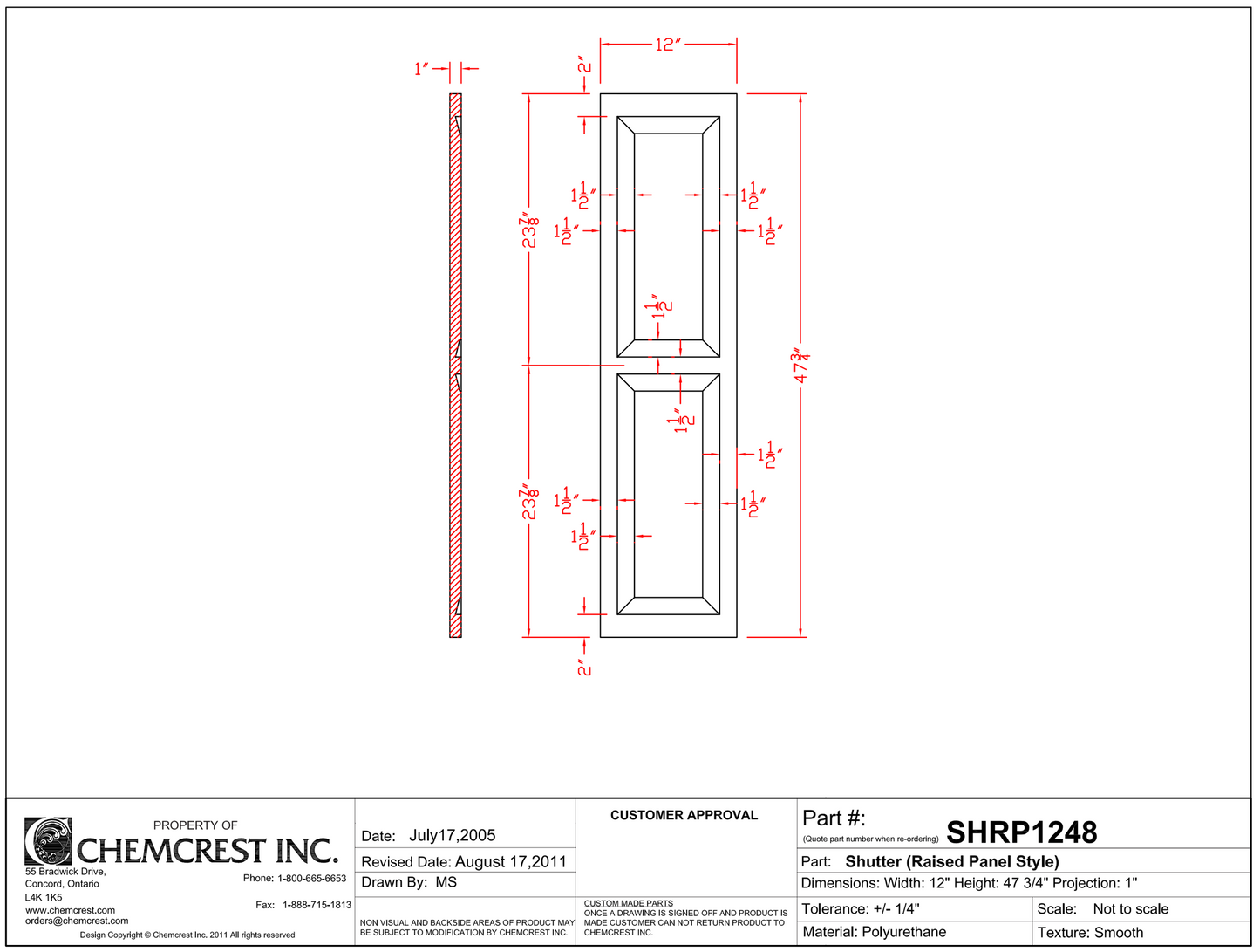 Raised Panel Shutter | SHRP1248