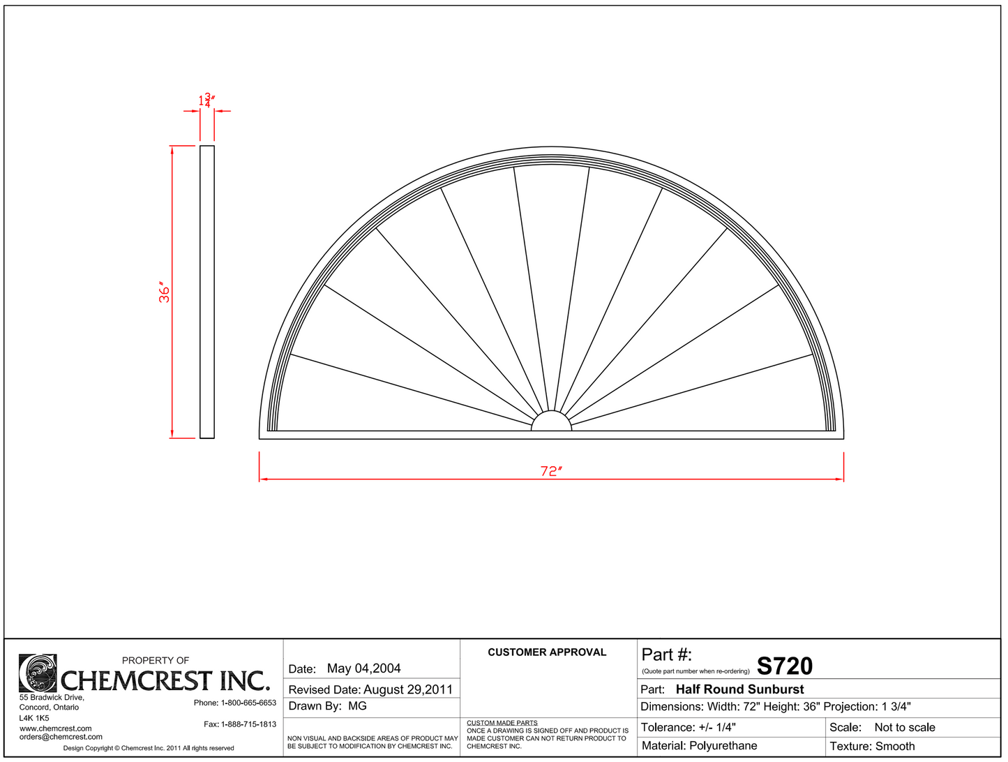 Half Round Sunburst | S720