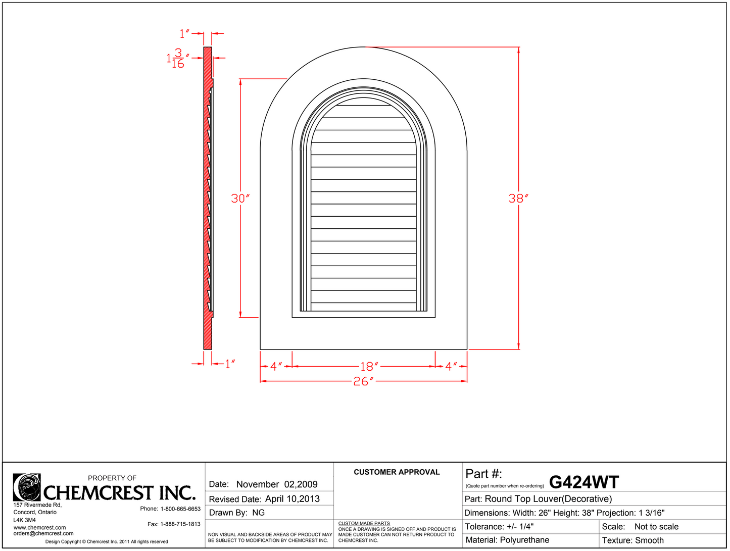 Decorative Round Top Louver with Trim