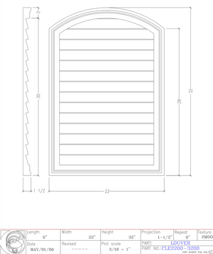 Decorative Arched Louver with Eyebrow Top