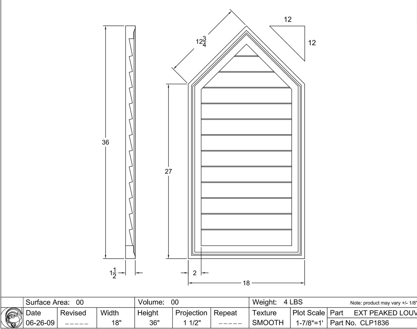 Closed Rectangle with Peak Louver