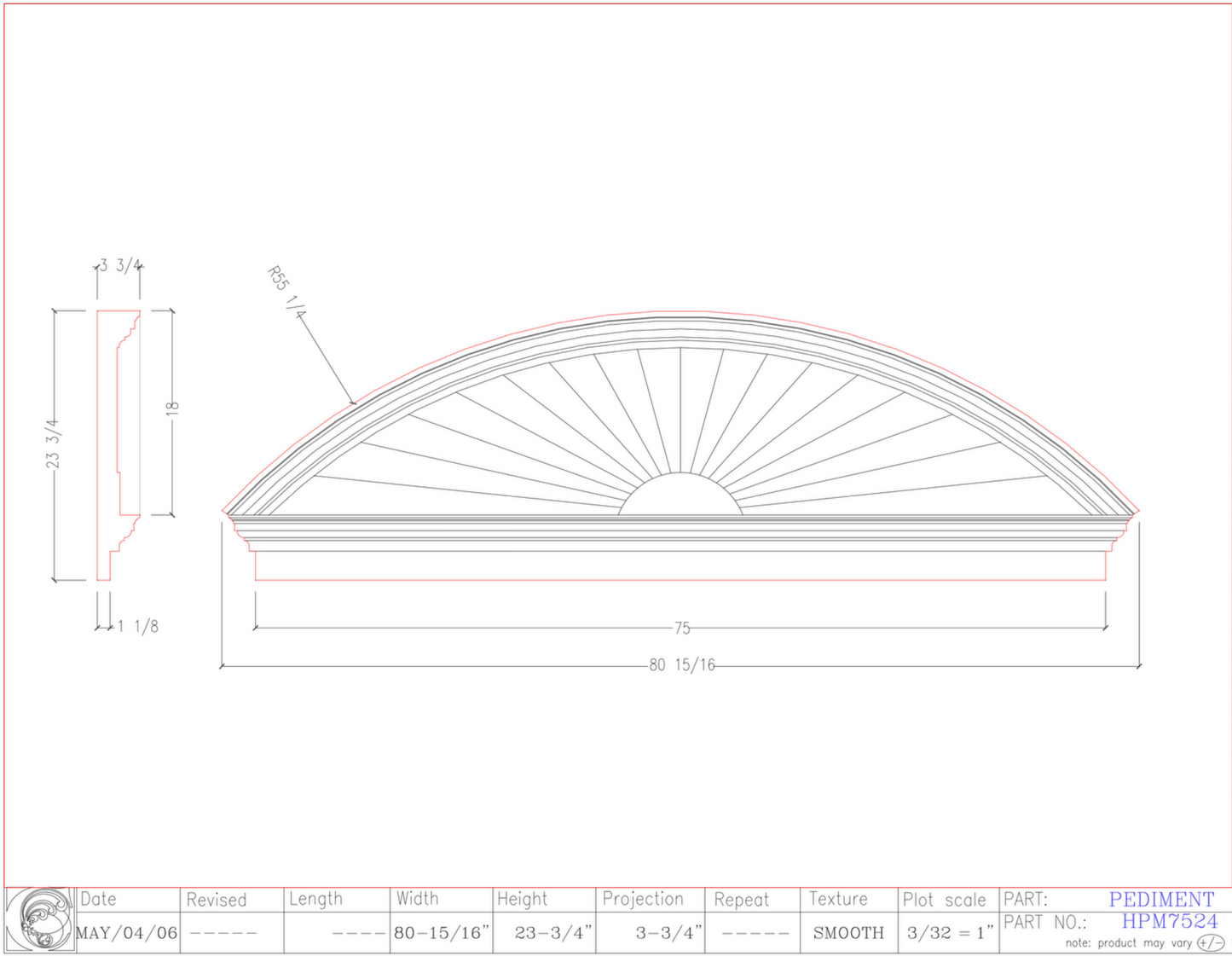 Horizon Pediment with Mantel | HPM7524