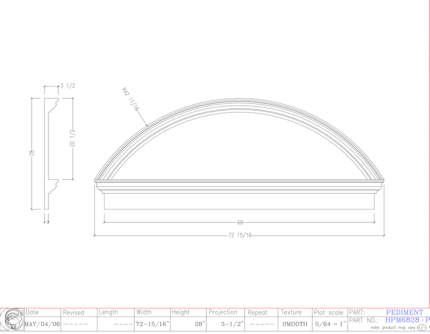 Horizon Pediment with Mantel | HPM6828-P