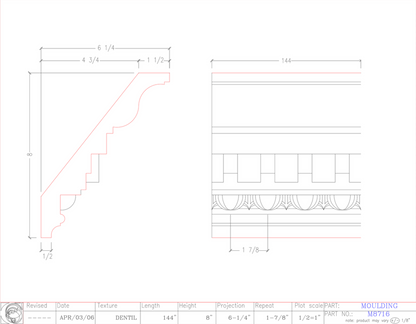 Crown Moulding with Dentil | M8716