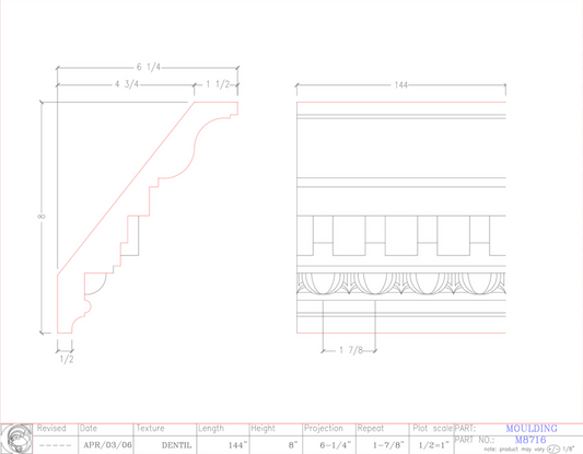 Crown Moulding with Dentil | M8716