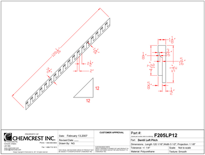 Left Pitched Dentil | F205LP12
