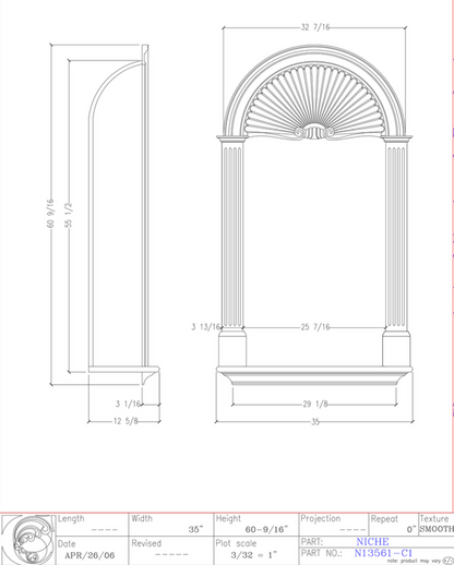 Complete Large Shell Niche With Pilasters | N13561-C1